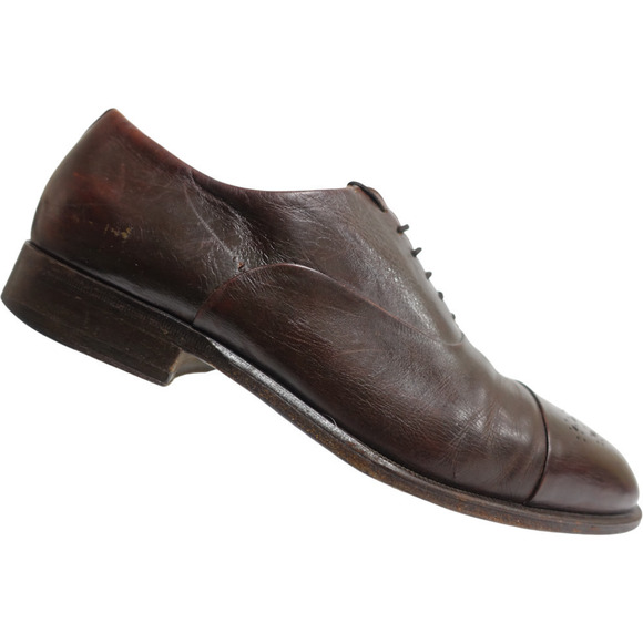SANTONI Men Dress Shoes Cap-Toe Brown Sz 10.5 D (9.5UK) Oxfords Brogued Italy main image 9